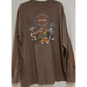Harley Davidson Looney Tunes Shirt XL Yosemite Sam Flames Charlotte NC USA L/S